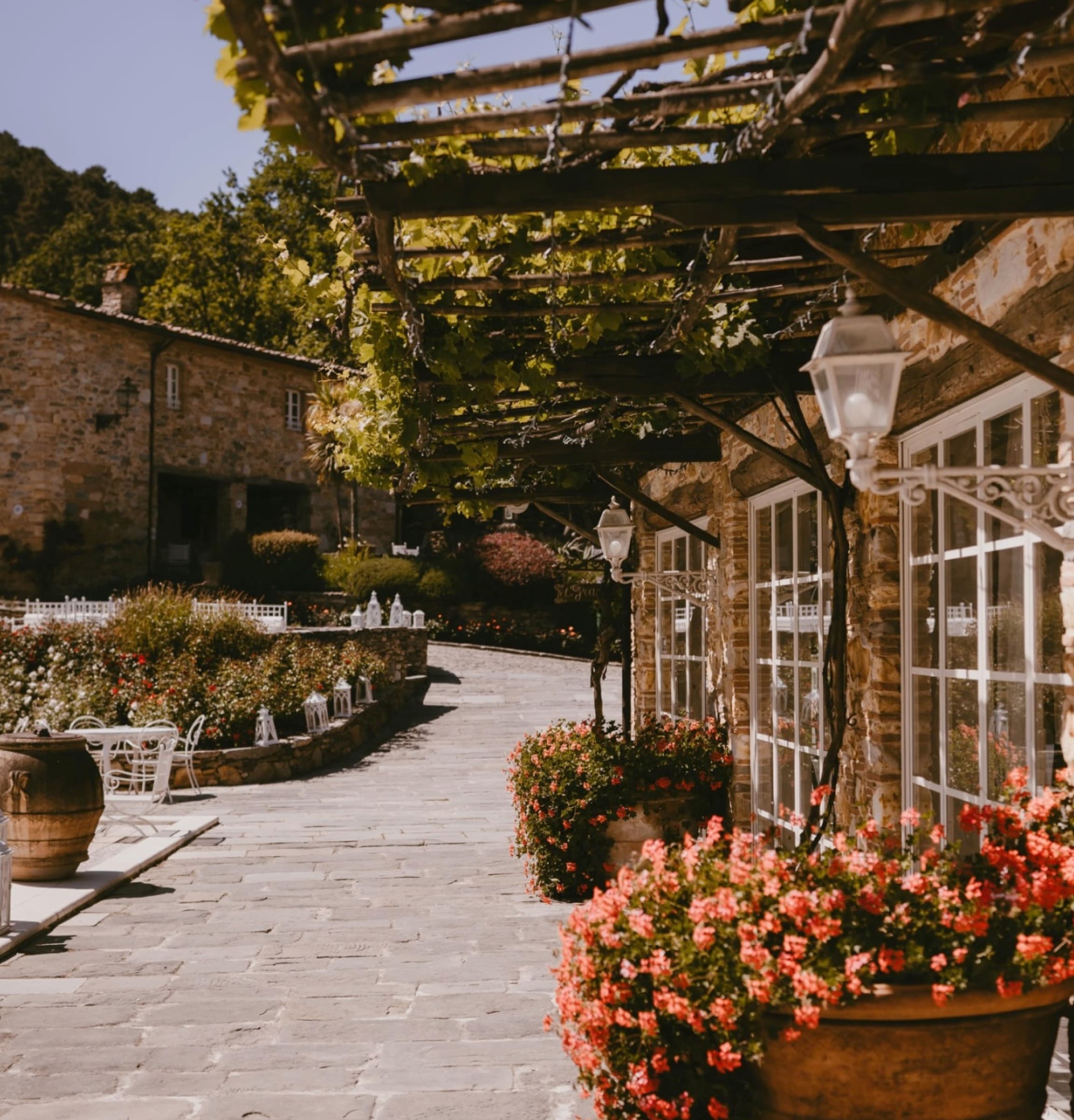 The pergola walk at the borgo